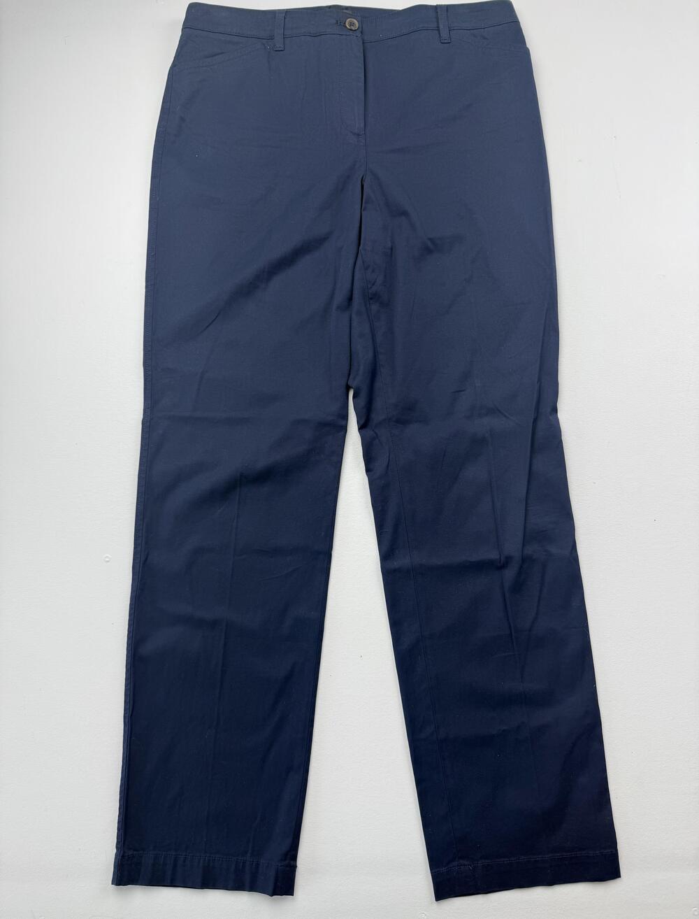 Talbots Pants Womens 14 Long Blue Twill Perfect Chino Flat Front Work Casual